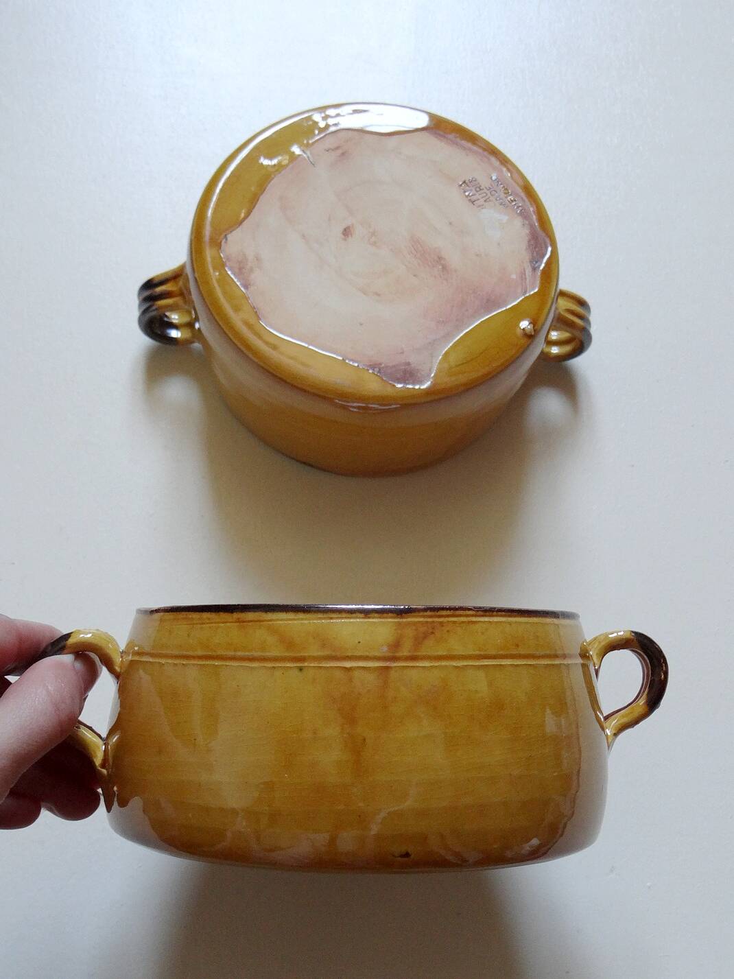Duo of Vallauris bowls with handles