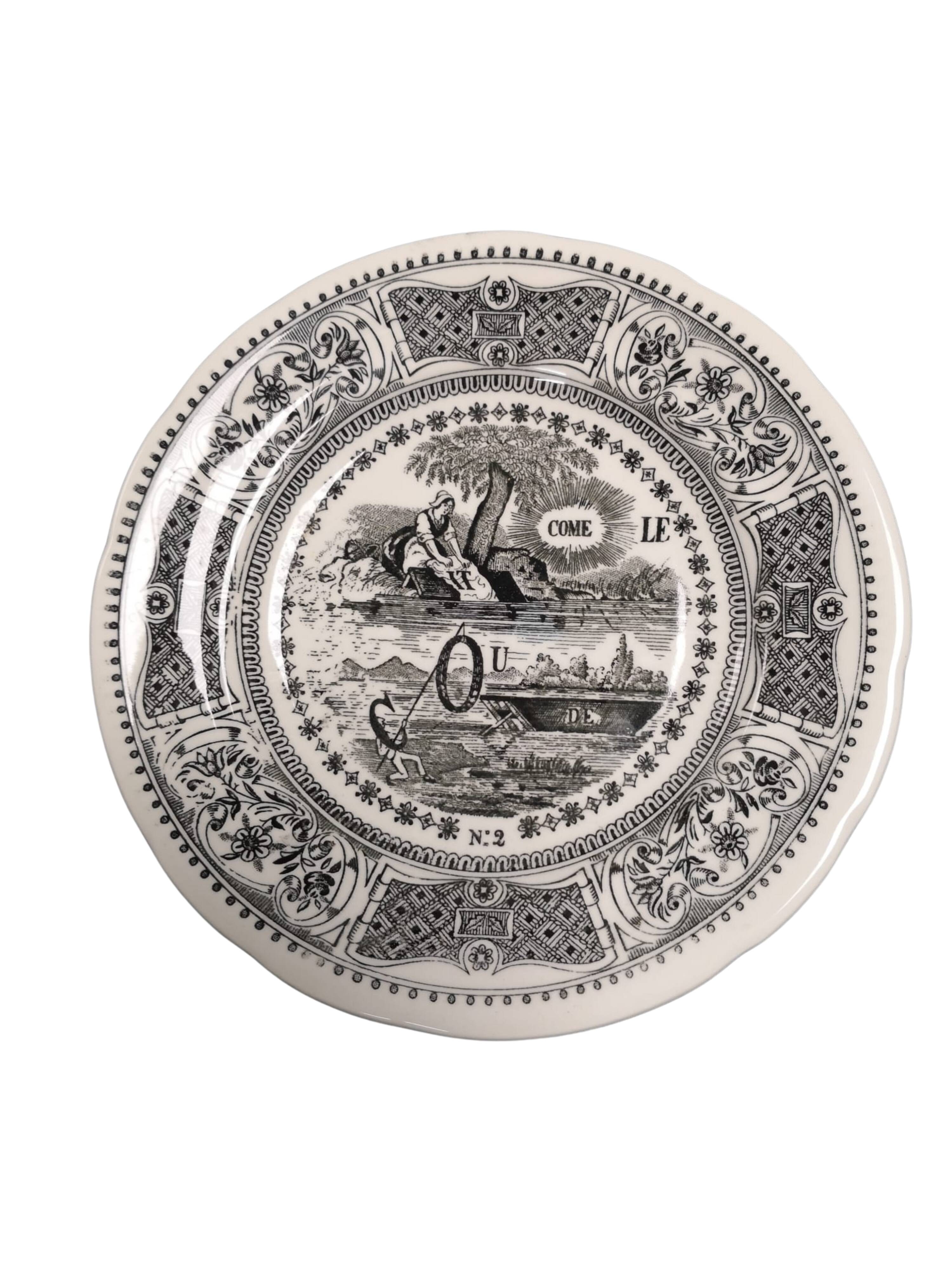 Set of 6 Porcelain Plates Rébus Gien