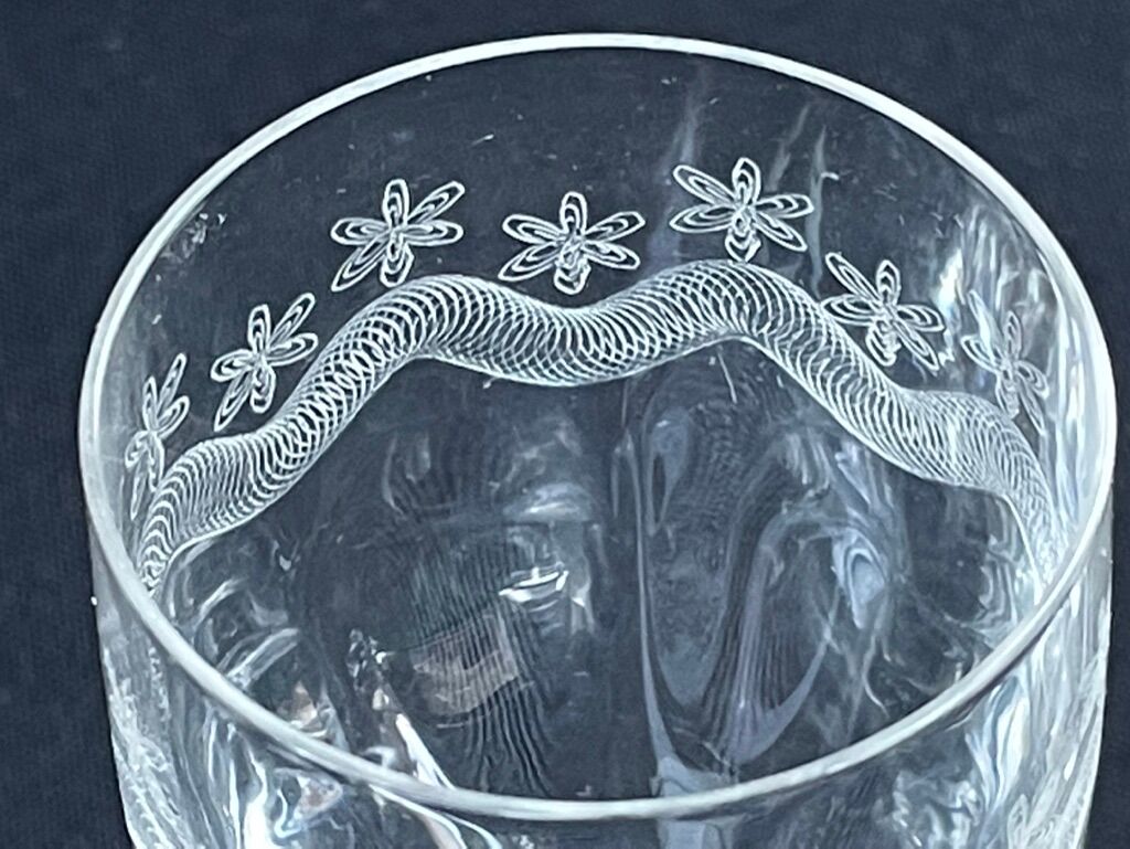 14 Meisenthal blown and engraved digestive glasses