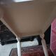 Console in oak painted cream white, natural wood trays