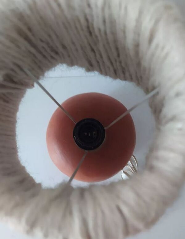 Lampe terre cuite abat jour jute blanche