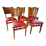 Lot de 5 chaises en chêne clair assise vinyle