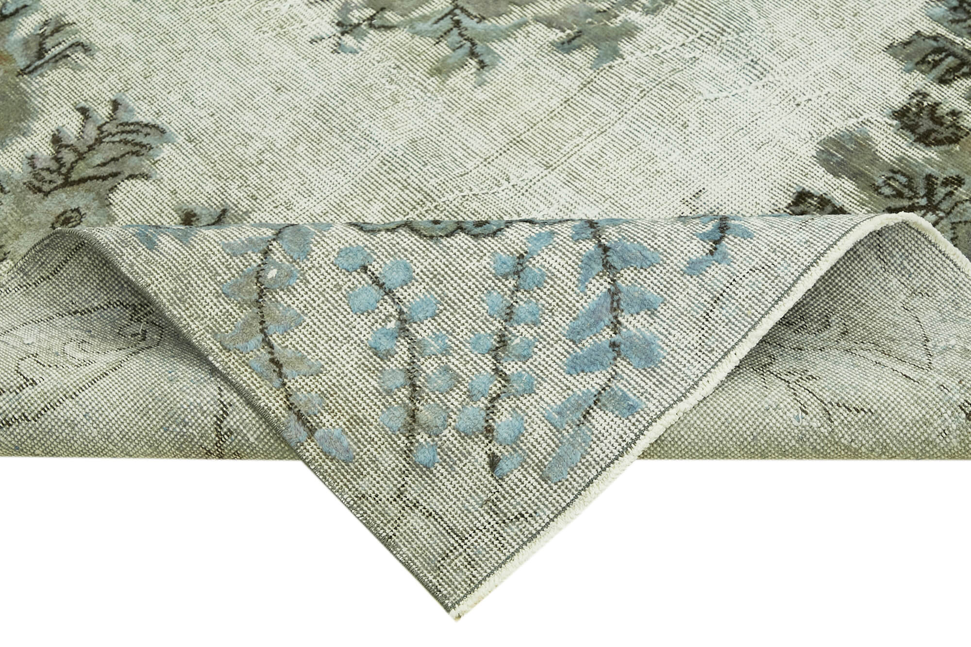 Handwoven overdyed oriental 1970s 185 cm x 295 cm blue carpet