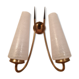 Double Arlus 50s wall lamp, brass and glass