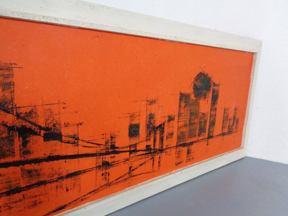 Brooklyn Bridge, New York, 1970s, Acrylic on Wood, Framed
