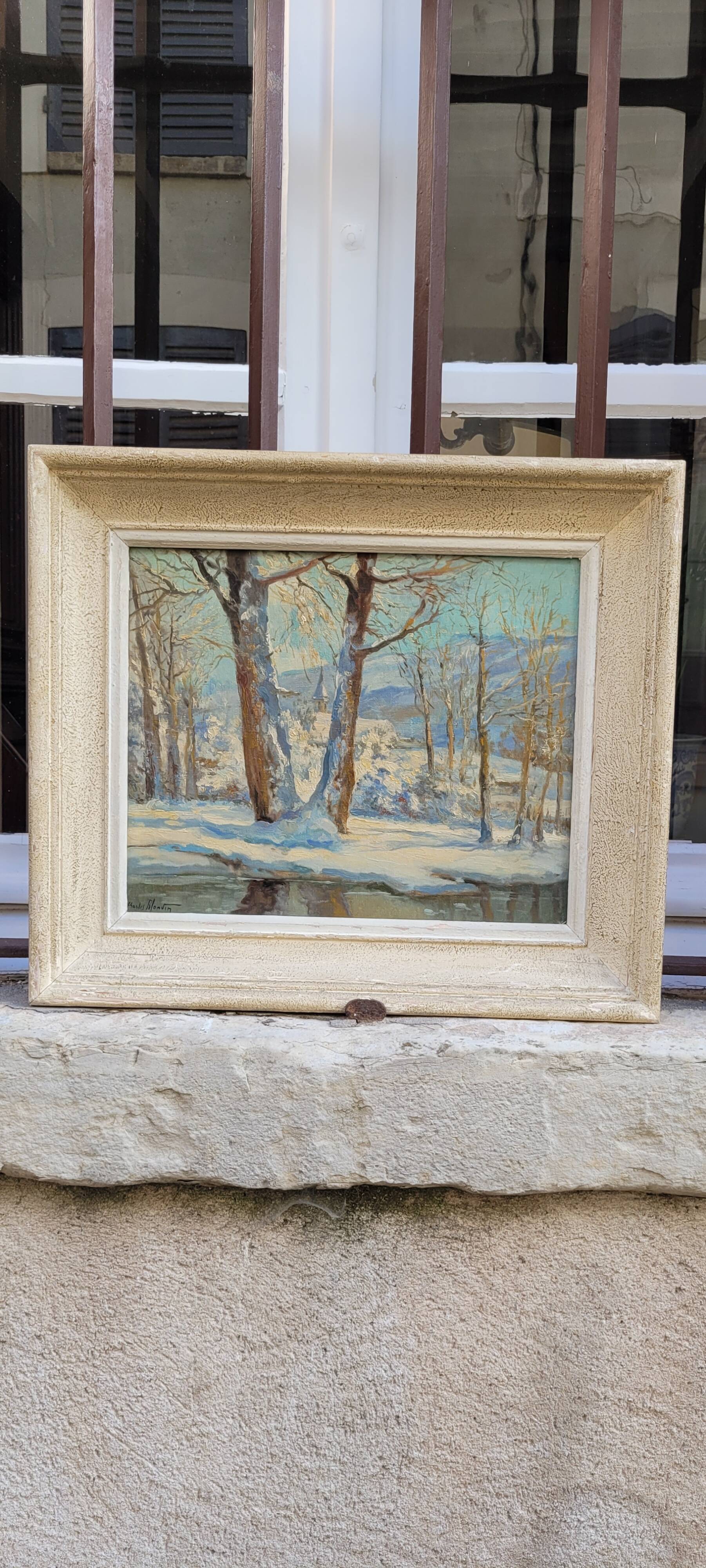 Winter landscape painting