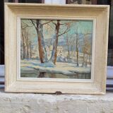 Winter landscape painting