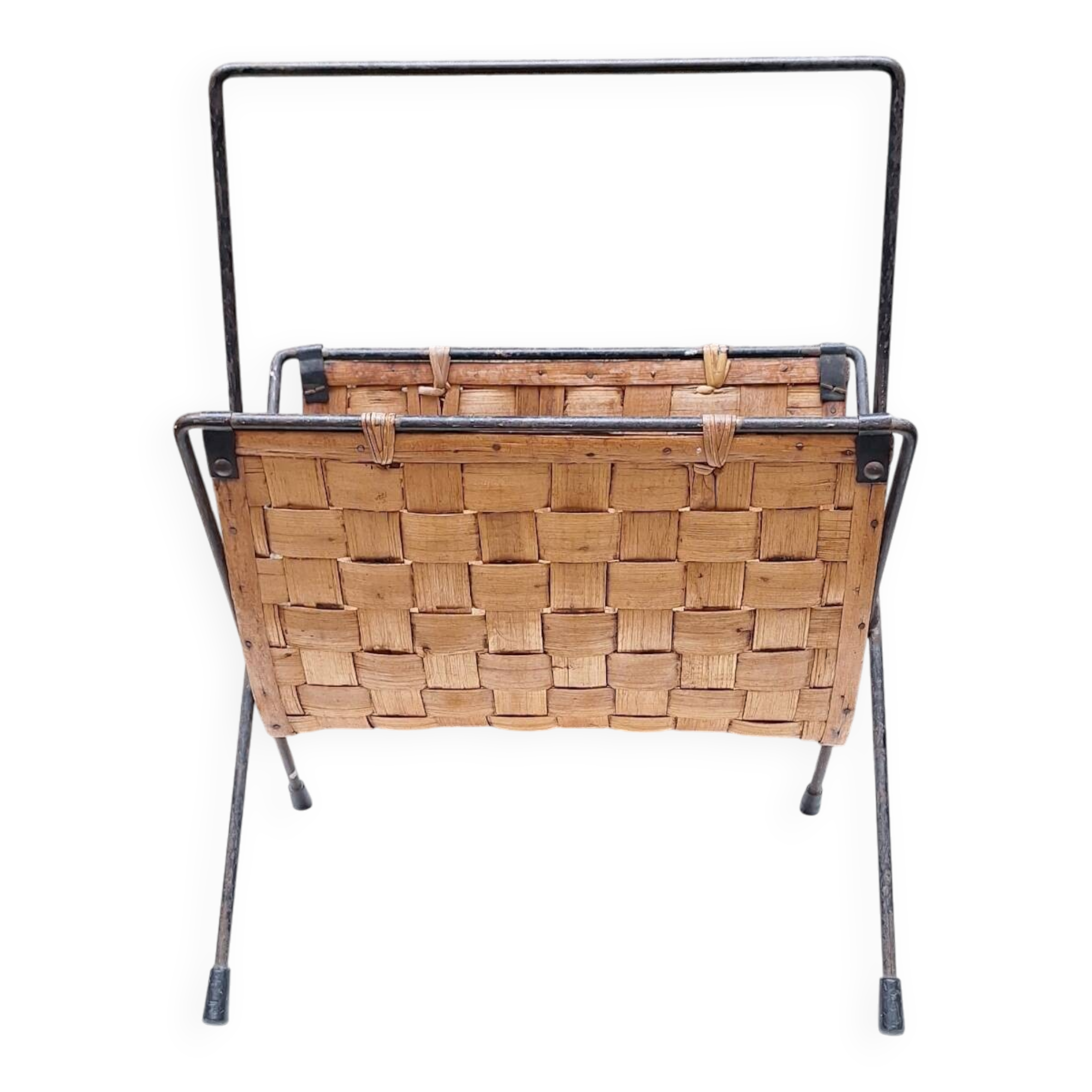 Metal and wood magazine rack