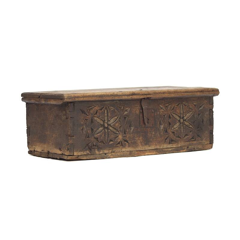 Antique 18th Century Spanish Folk Art Carved Chest