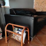 Vintage rattan magazine holder, 60s/70s