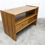 Low furniture Maison Regain solid elm 1960 with drawer