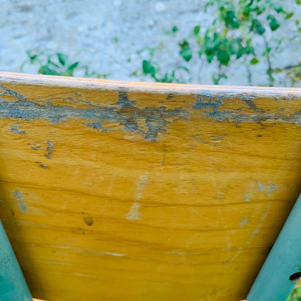 Set of 4 school chairs - wood & metal