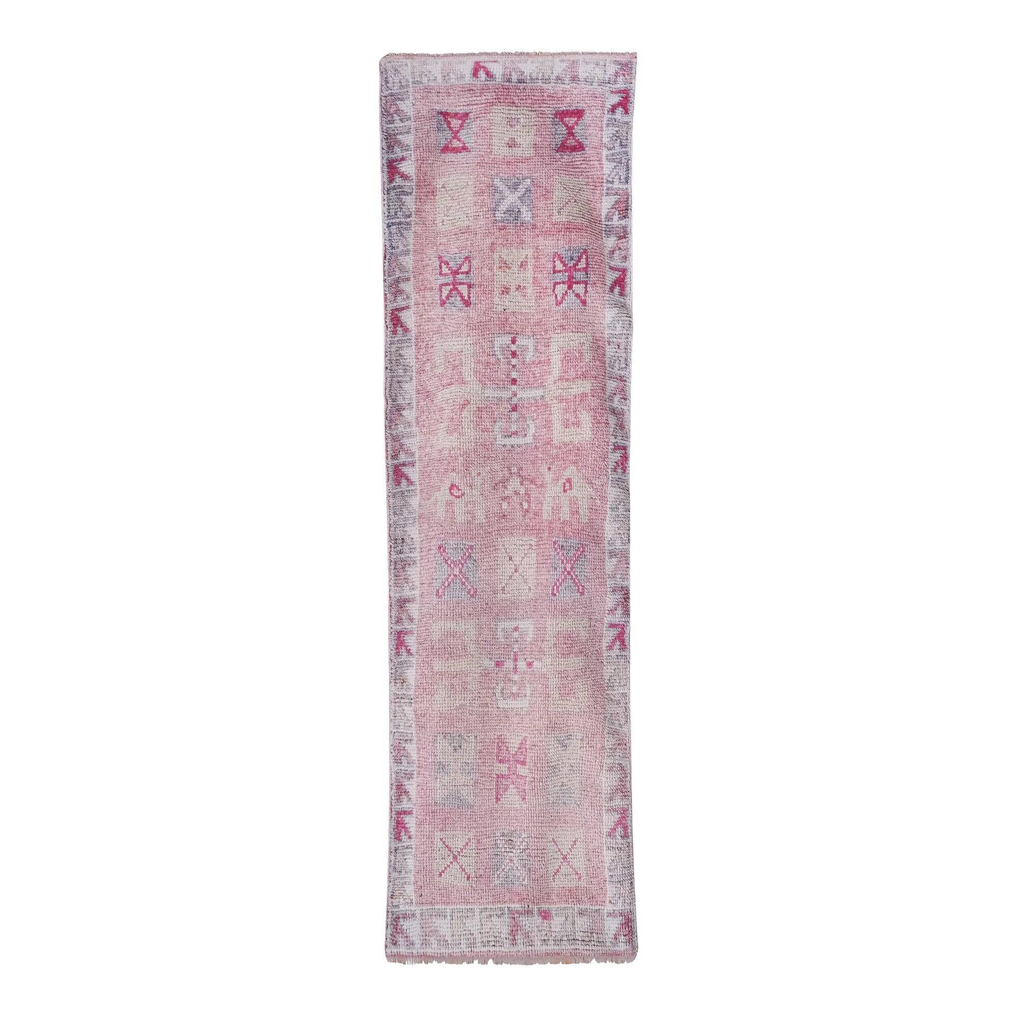 Tapis de couloir turc vintage 87x297 cm