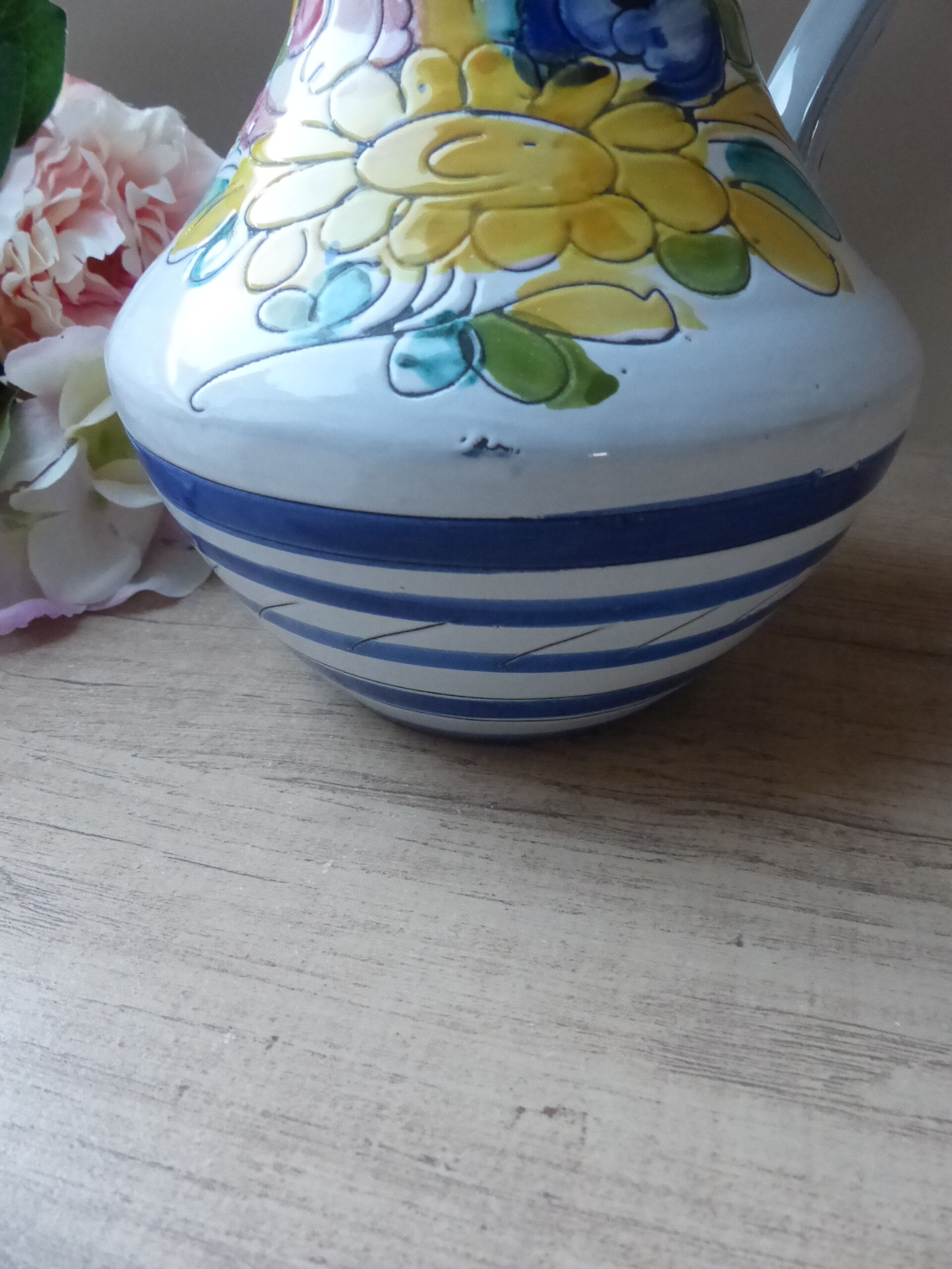 Pitcher ceramic decoration hand-painted vintage