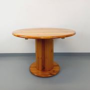 Table à manger ronde scandinave vintage en pin des années 60 70