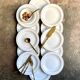 12 Corning dinner plates in white and gold porcelain
