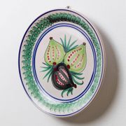 XXL vintage wall or collector's plate in ceramic - hand-painted fruit pattern, 3 figs - Sicily, Italy, 1960s - retro decoration, elegant gift idea