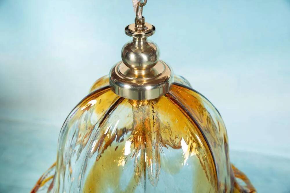 Suspension Murano ambre vintage Honsel, lampe en verre italienne