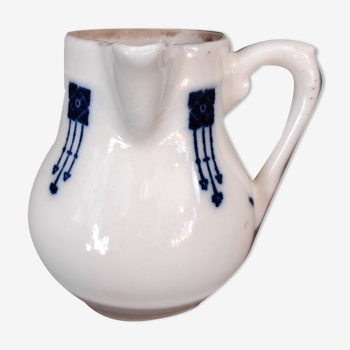 Art Deco French milk jug in white and blue