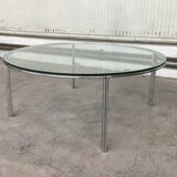 Chrome and glass coffee table in Space Age style from the mid-century, 1960s.
