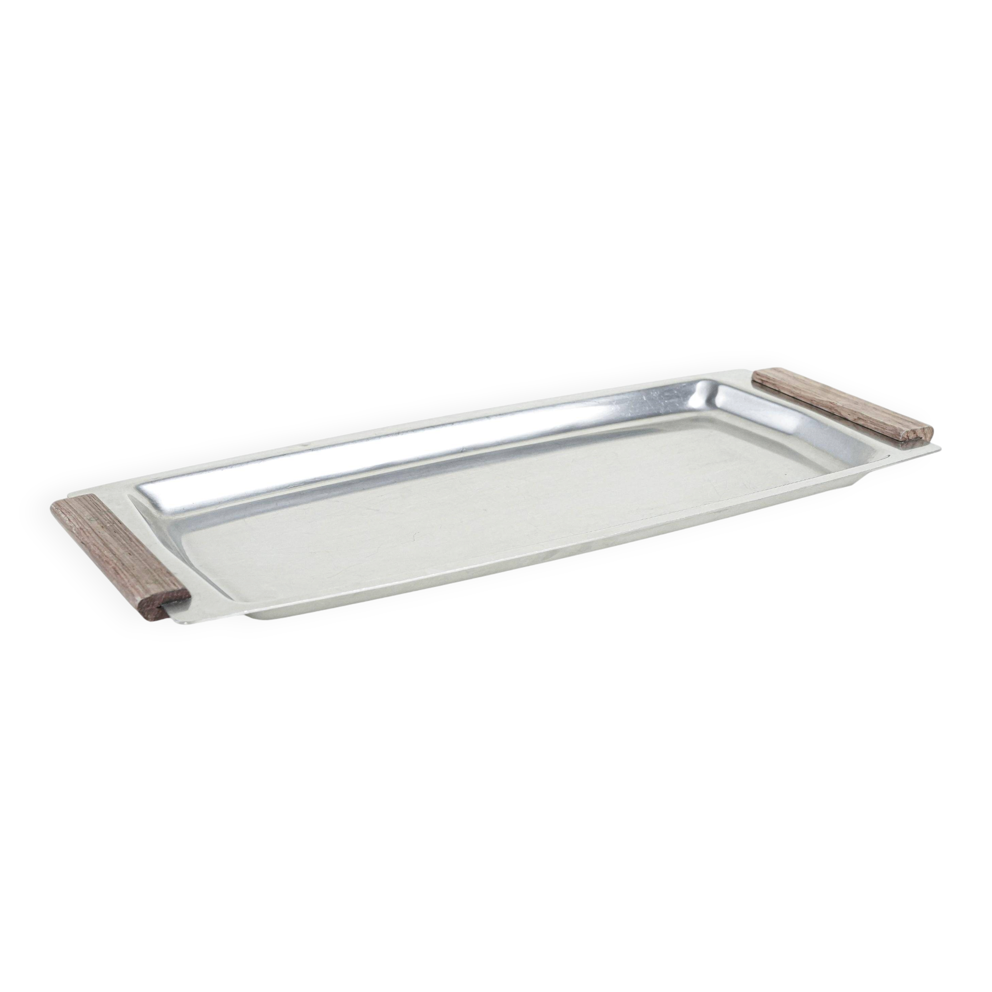 Plateau rectangulaire en acier inoxydable, design danois, années 1970, fabriqué au Danemark