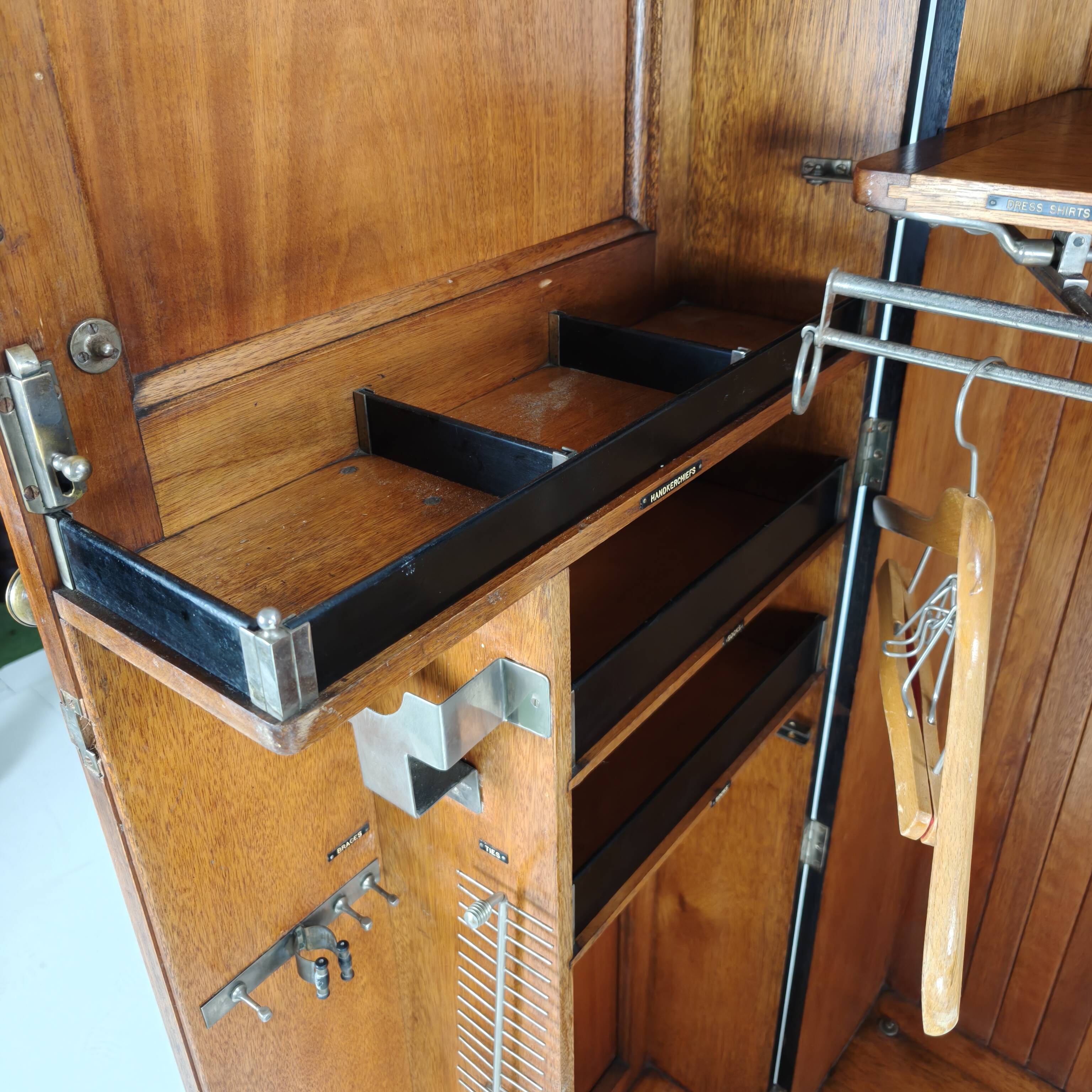 1920s Mahogany and Oak Compactom Ltd Gentleman’s Wardrobe