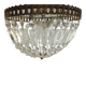 Lustre plafonnier ancien en cristal, style empire, métal doré patiné – susp