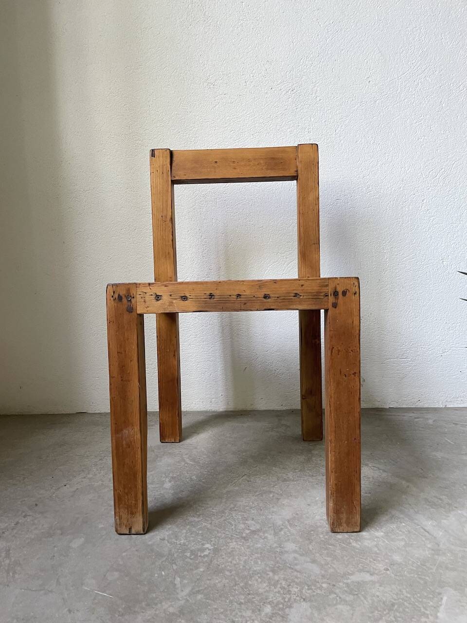 Brutalist pine chair