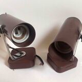 Pair of 70s dark brown adjustable wall lights