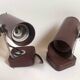 Pair of 70s dark brown adjustable wall lights