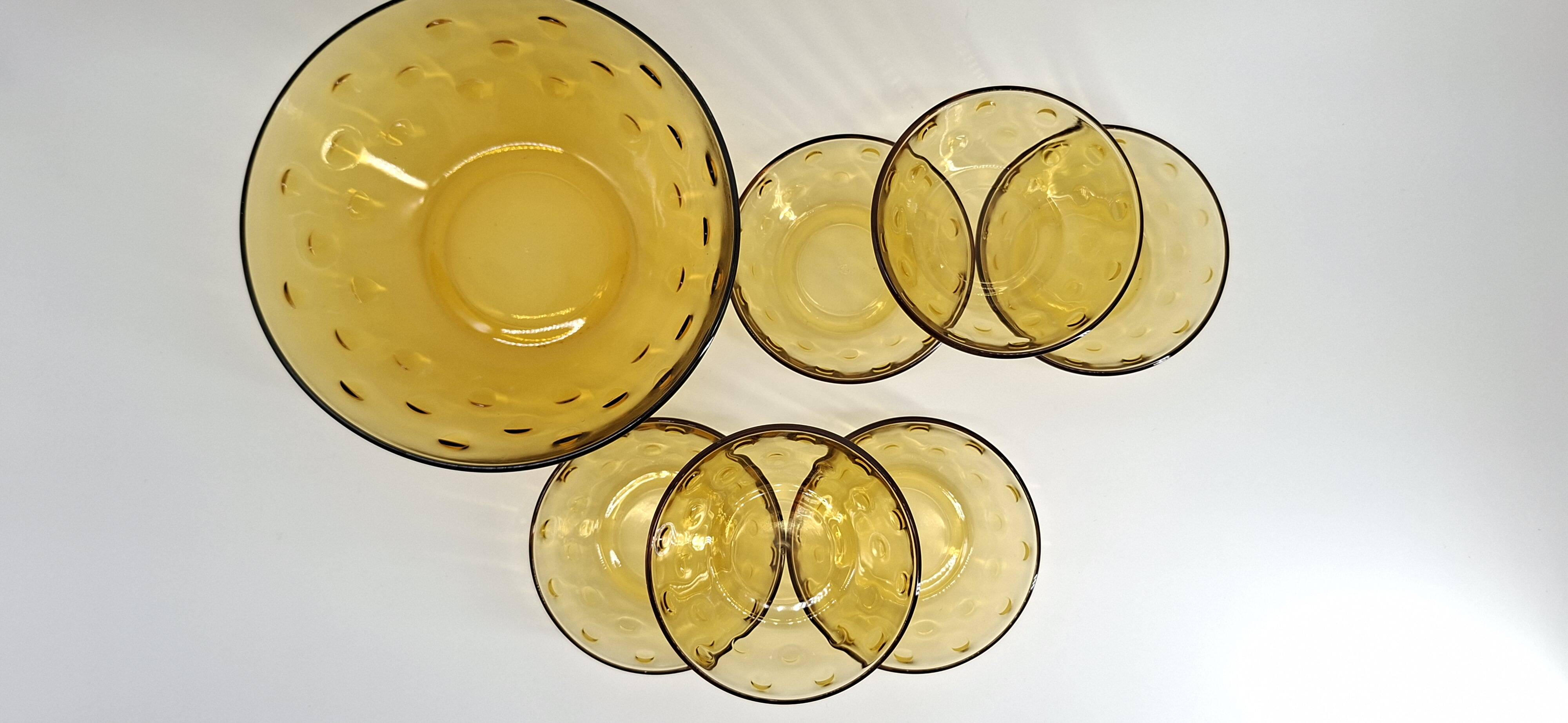Amber glass dessert service - 1970