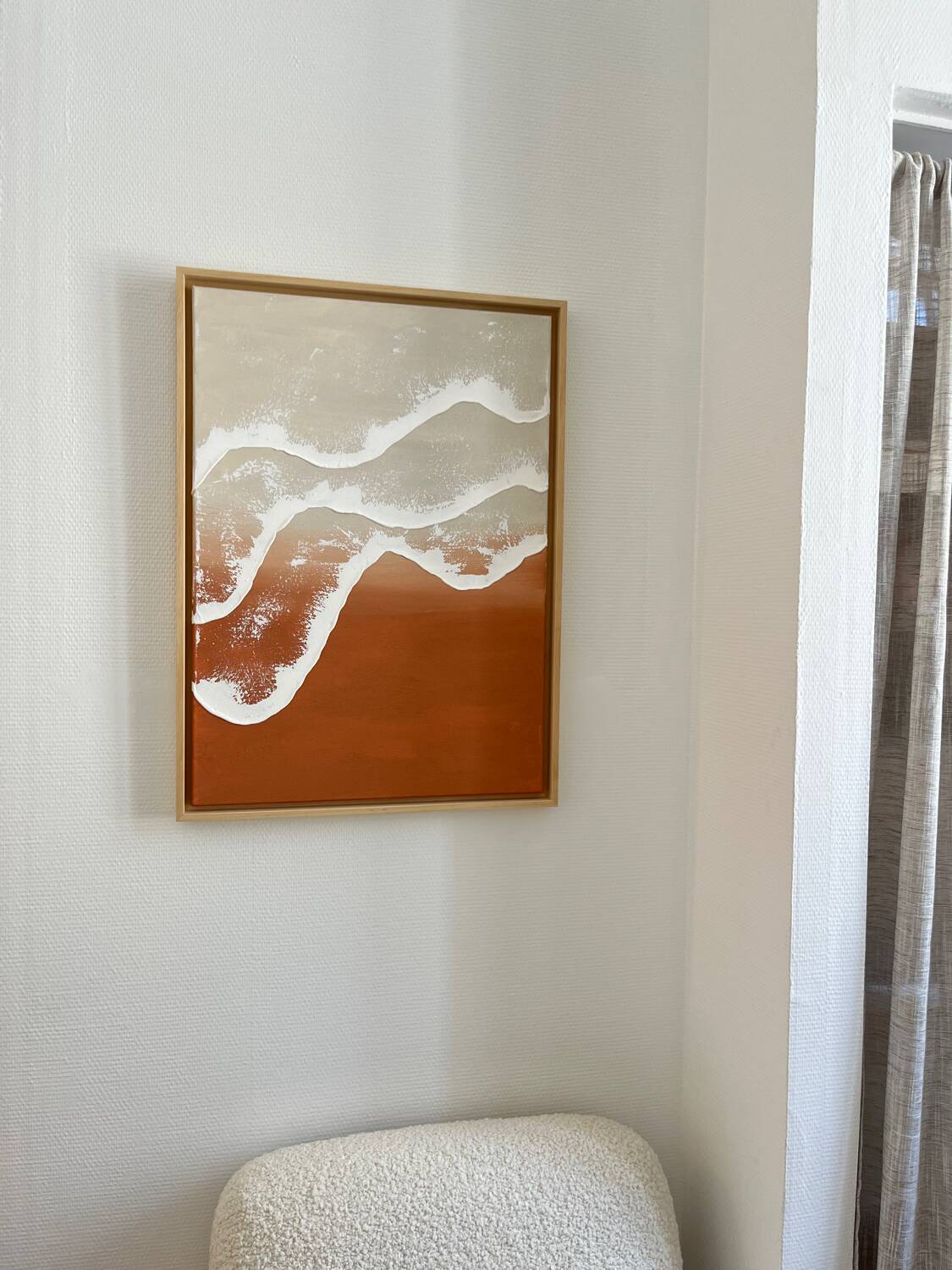 Terracotta and beige relief wave painting