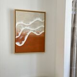 Terracotta and beige relief wave painting