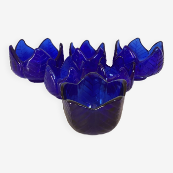 Six bougeoirs emboîtables bleu cobalt