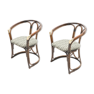 Paire de fauteuils bambou