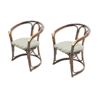 Pair of brass bamboo armchairs in early 1960