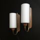 Pair of brass and opalin glass sconces