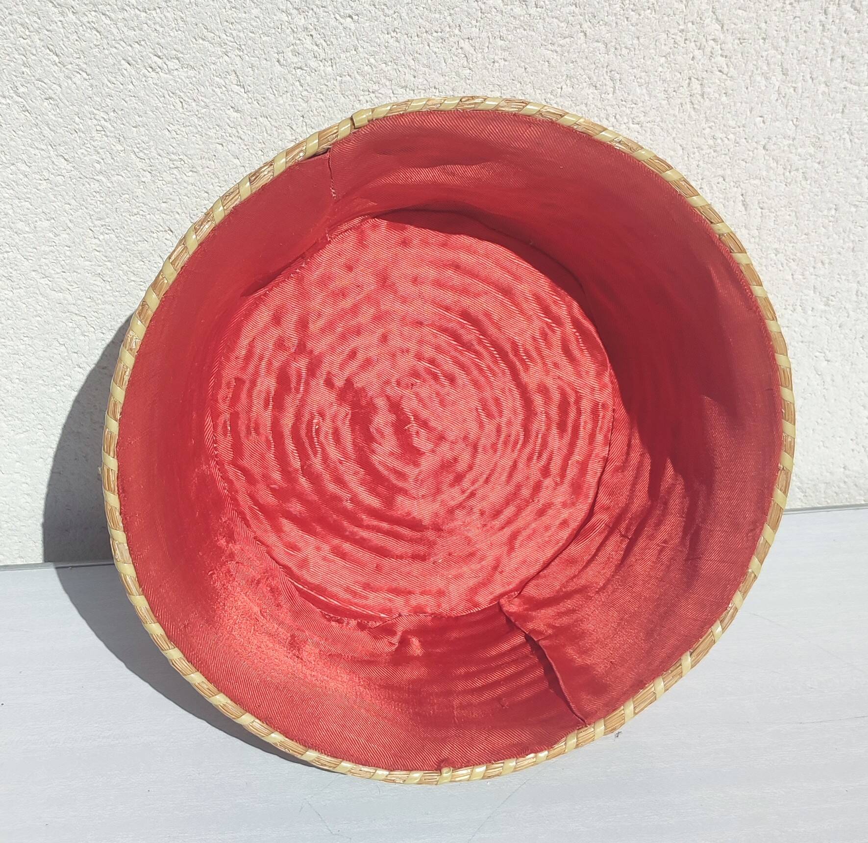 Vintage wicker and straw sewing basket
