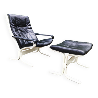 Chaise scandinave avec repose-pieds, années 1970