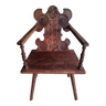 Ancienne chaise a accoudoirs/fauteuil en chêne sculpté- Art populaire fin du XIXe siècle