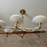 Vintage brass and opaline chandelier