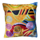 Housse de coussin brodée main en soie, art moderne, motif spirales