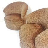 Armchairs with floral print of corduroy fabric. 1980s.