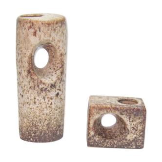Pair of fat lava vases