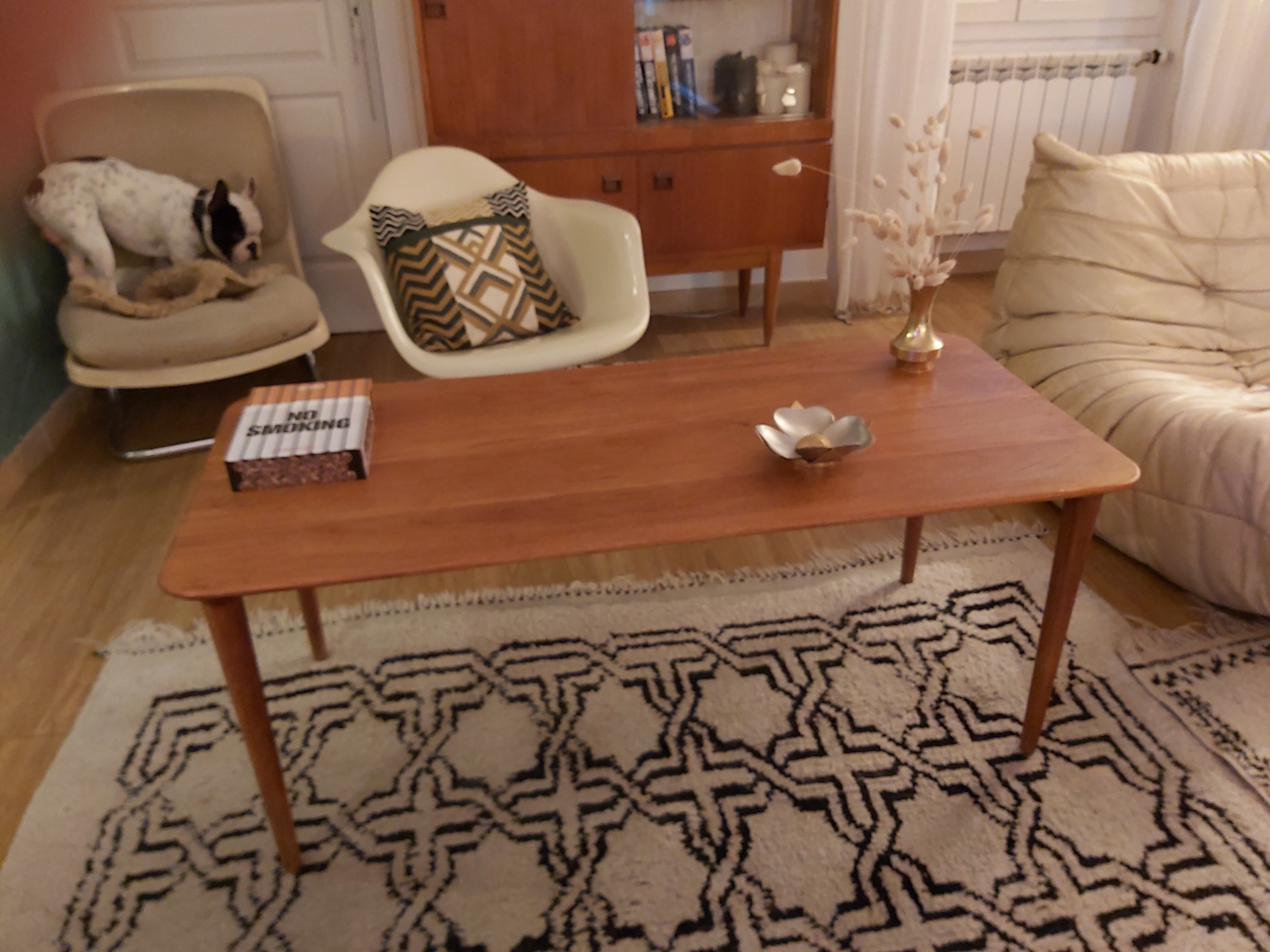 1960s solid teak coffee table