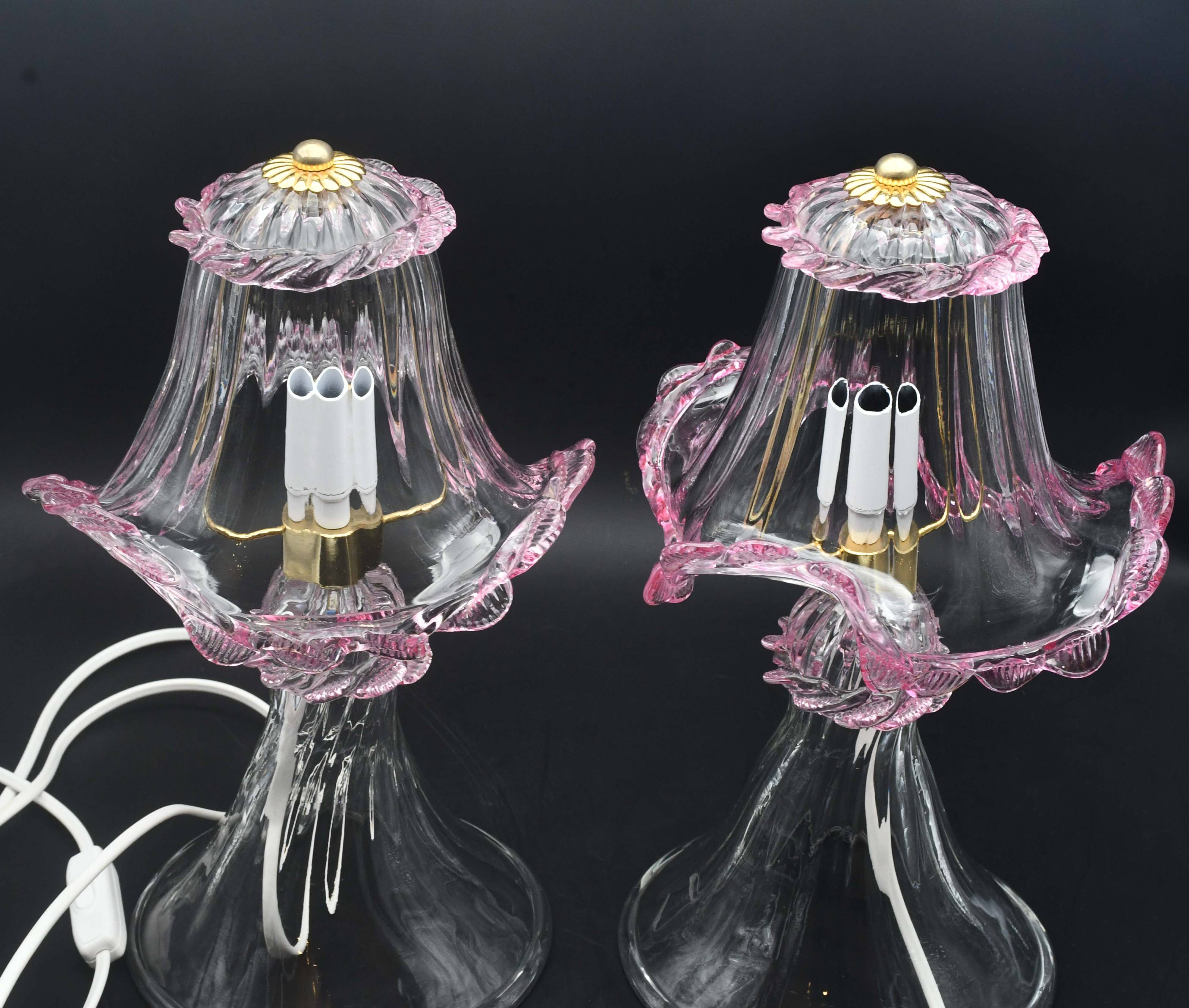 Set of 2 of Pink table lamps in Murano glass