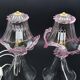 Ensemble de 2 lampes de table roses en verre de Murano.