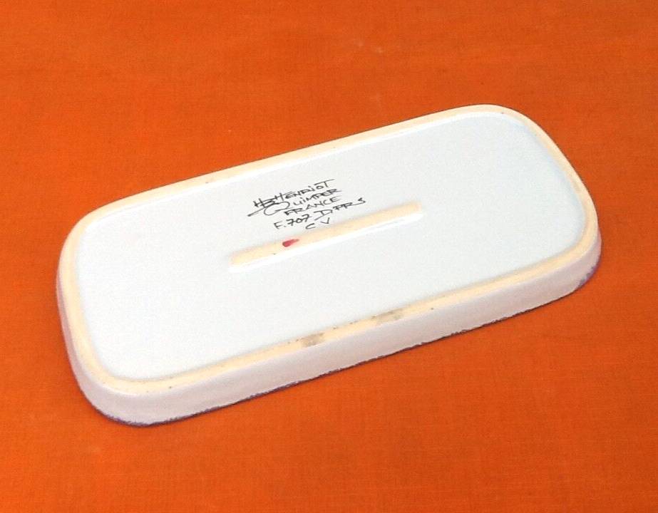 Butter tray earthenware hb henriot quimper france floral decoration