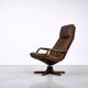 Vintage Mid-Century Danish Modern Leather Adjustable Easy Chair and Ottoman