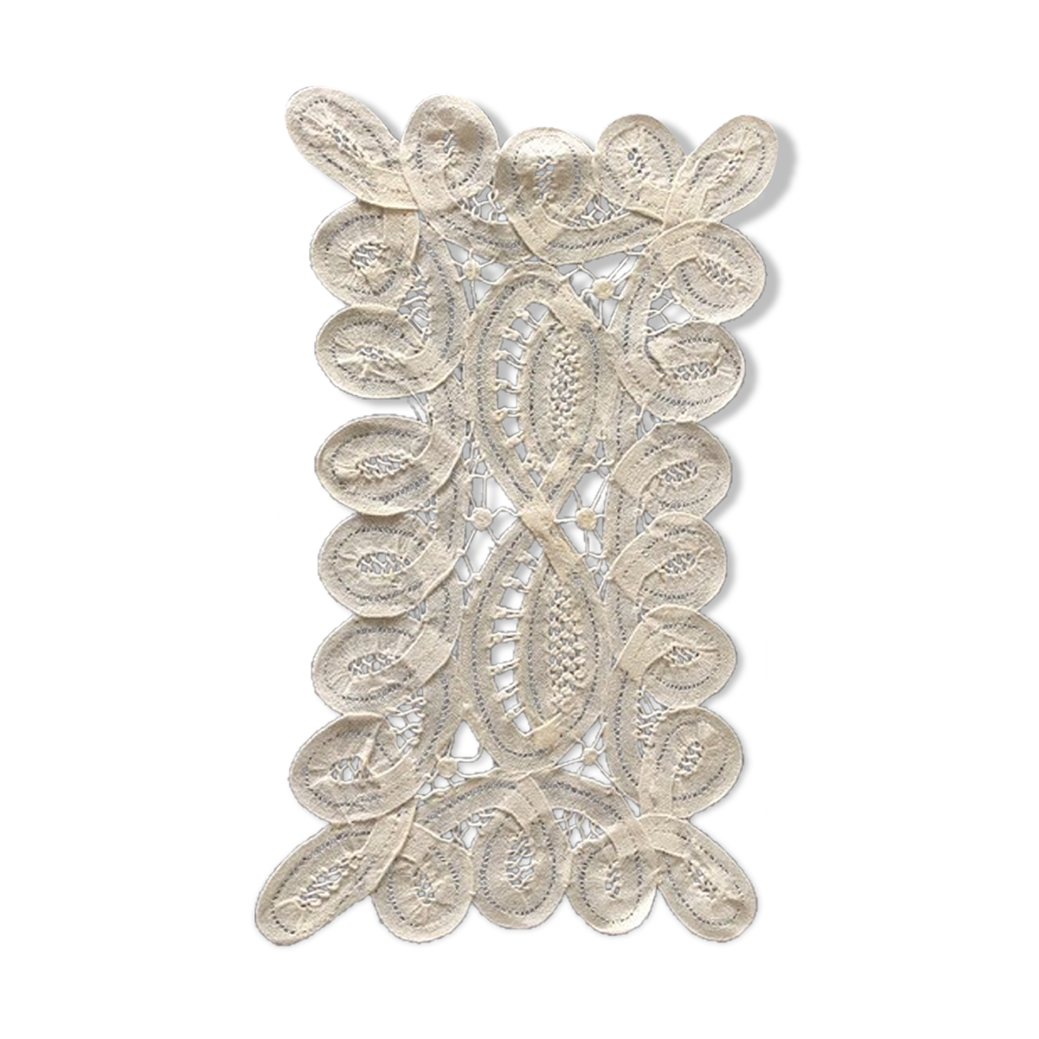 Antique Brussels lace placemat Alost 24x15